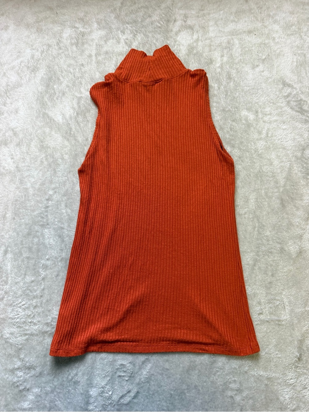 Christian Siriano Sleeveless Mock Neck Tank Top in Rust Orange - Picture 2 of 4